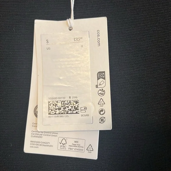 NWT Cos Womens Sweater Small Tunic black Wool blend mock neck Basic Minimalist - Picture 3 of 9